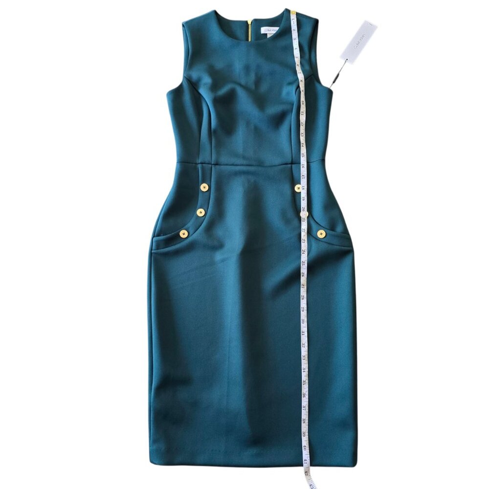 Calvin Klein Green Sleeveless Sheath Dress - Size 6 - NWT - Picture 3 of 13